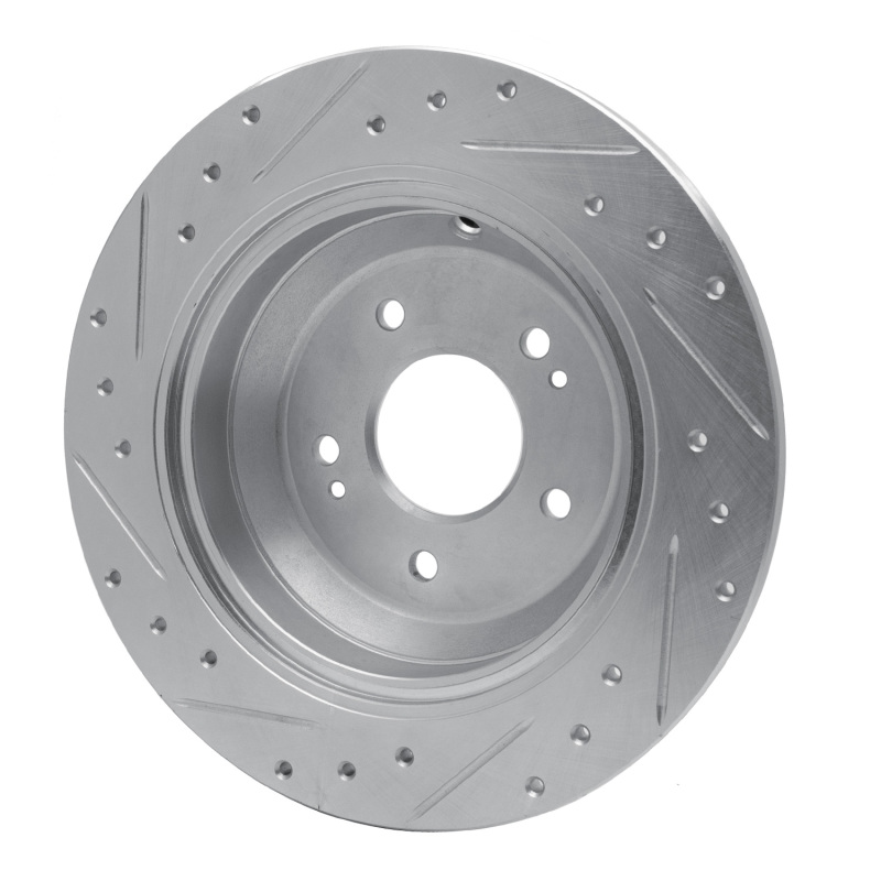 Genesis G80 Brake Rotor (1) - Rear Right - R1 Concepts - Drilled & Slotted - Silver - `09-`20